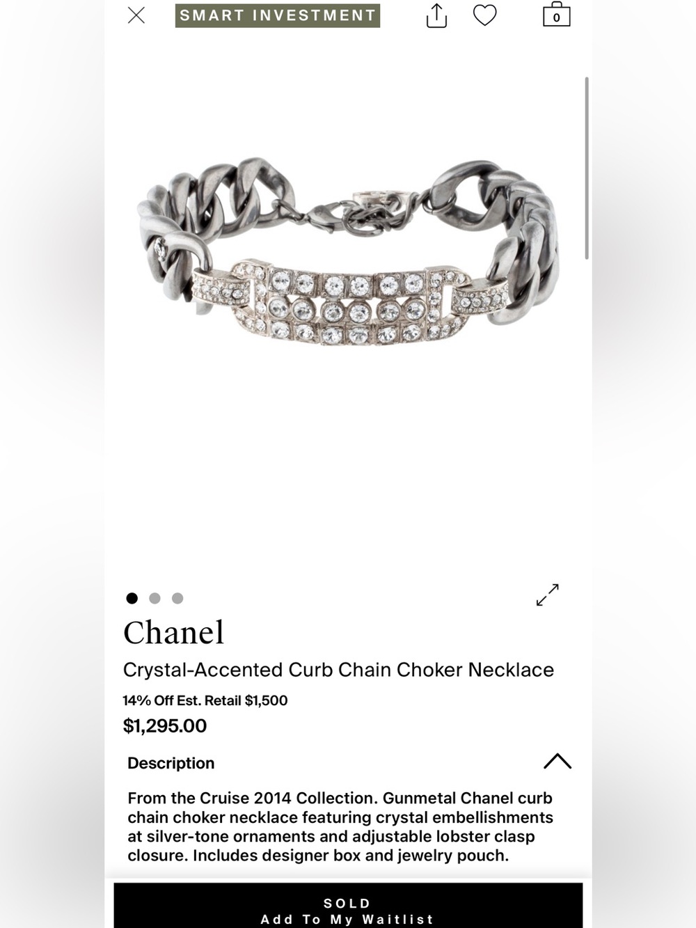 Chanel Crystal-Accented Strass CC Curb Link Choker by Karl Lagerfeld Cruise 2014